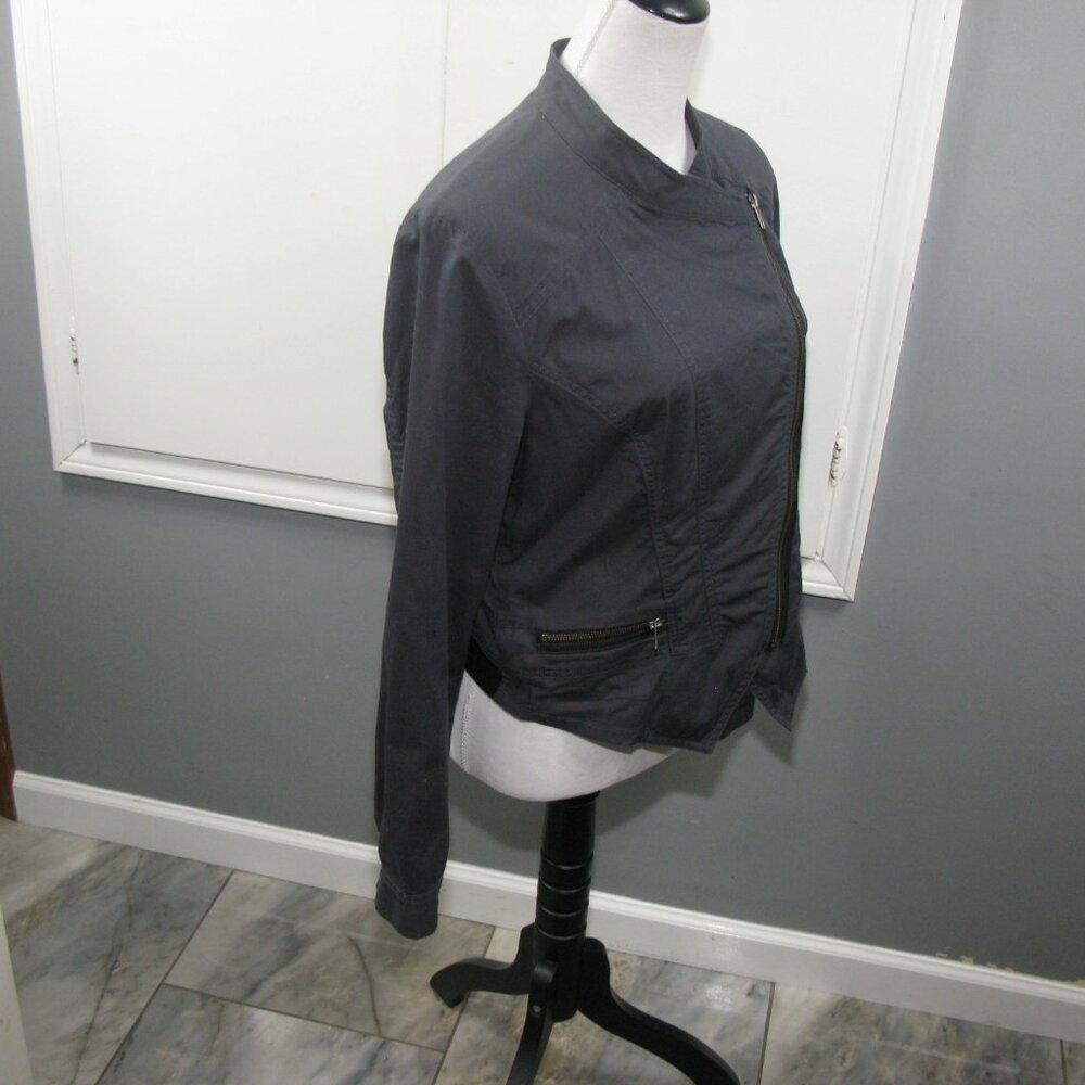 Cabi Charcoal Gray Cotton Zip Front Blazer Size Medium - Picture 3 of 5